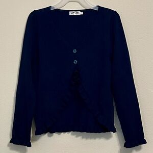 LIONJIE Girls Navy Cardigan, Size 160 (US Kids 14)